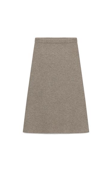 PLAIN KNIT MIDI SKIRT - Sand / Marl by Zara