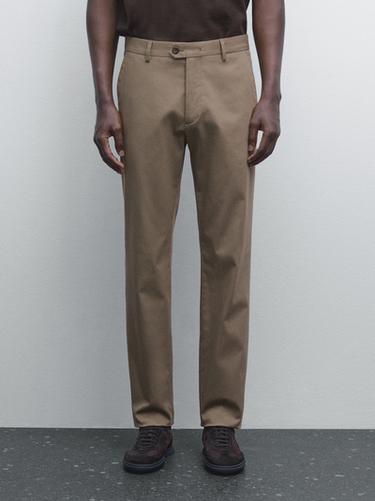 Pantalón slim fit mezcla algodón - Khaki de Zara