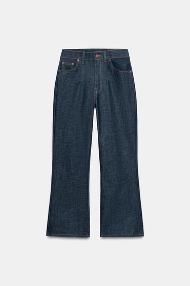 ZW COLLECTION MID-WAIST CROPPED FLARE JEANS - Blue by Zara - Image 4