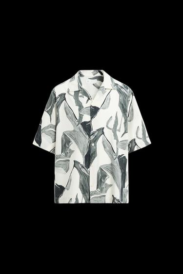 Zara RELAXED FIT SHIRT - Black / White - Image 0
