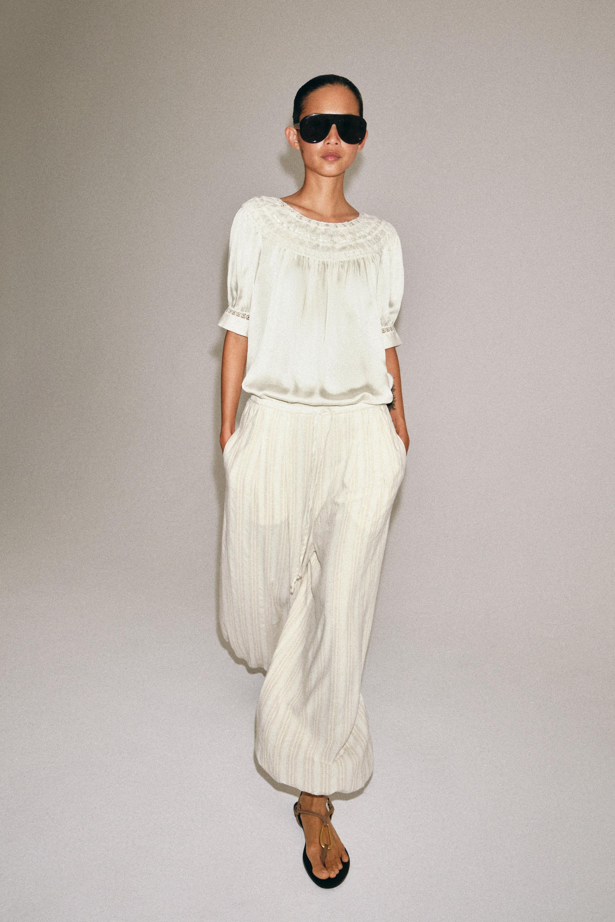 Женские брюки Zara STRIPED BALLOON PANTS ZW COLLECTION — фото 4