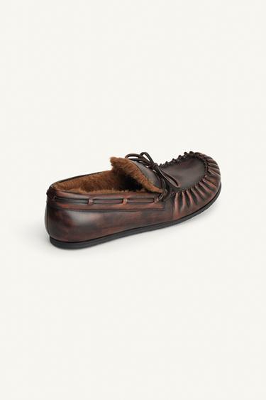 LEATHER LOAFERS WITH BOW LIMITED EDITION - Brown by Zara - Image 5