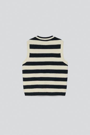 WOOL STRIPED KNIT VEST — striped 2