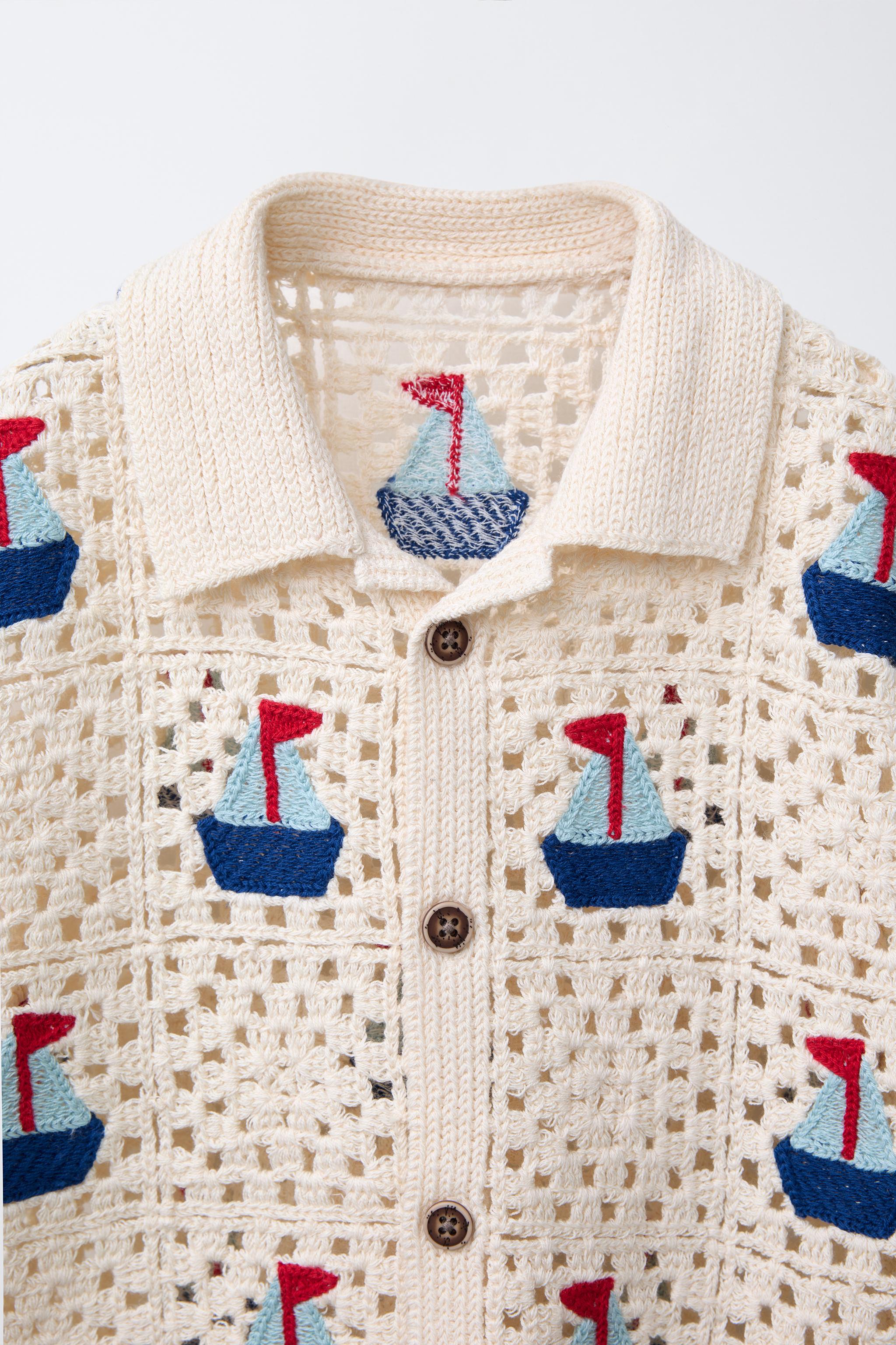 CROCHET BOAT KNIT SHIRT - Ecru | ZARA United States