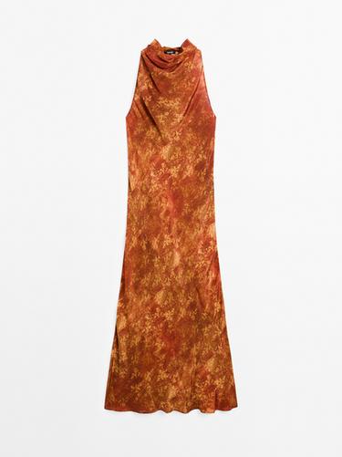 Zara Long flowing printed dress - Orange - Image 0