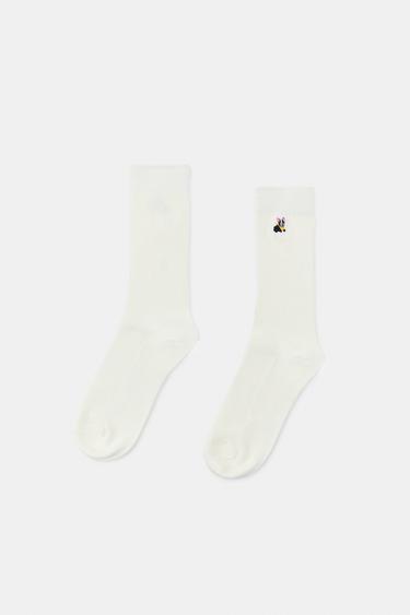 MICRO RIBBED COTTON SOCKS WITH BULLDOG - Ecru by Zara