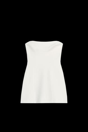 STRAPLESS DRESS WITH BOW - White by Zara - Image 0