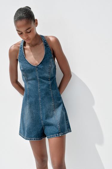 جمبسوت DENIM TRF HALTER - أزرق الخاص بـ Zara