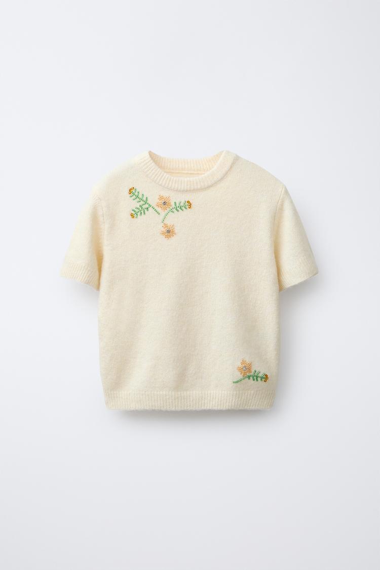 PULL EN MAILLE FANTAISIE Jaune pastel ZARA Belgique Belgium