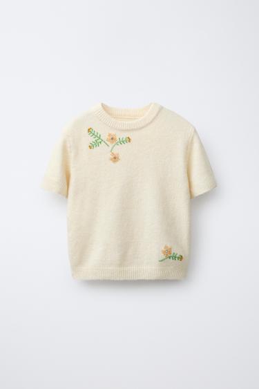 BEADED KNIT SWEATER - Pastel yellow by Zara - Image 0