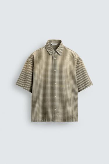 CAMISA RELAXED FIT CUADROS - Verde de Zara