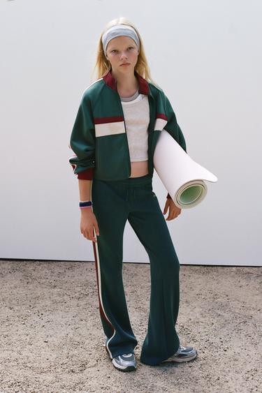 PANTALÓN FLARE SPORTY COLOR BLOCK - Verde / Azul de Zara
