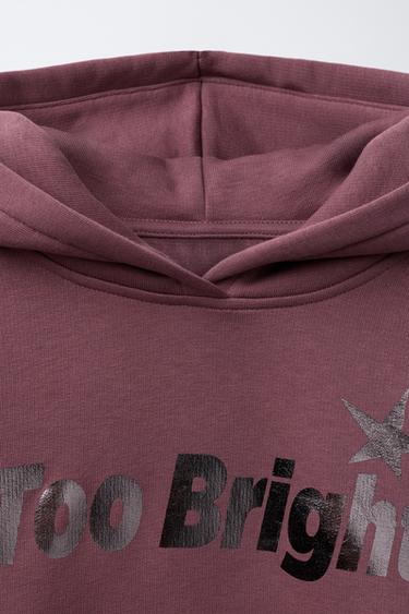 SWEAT À CAPUCHE AVEC INSCRIPTION BRILLANTE - Rose de Zara - Image 2