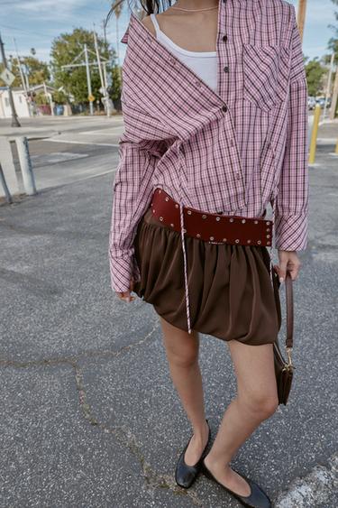 BALLOON MINI SKIRT - Brown by Zara - Image 1