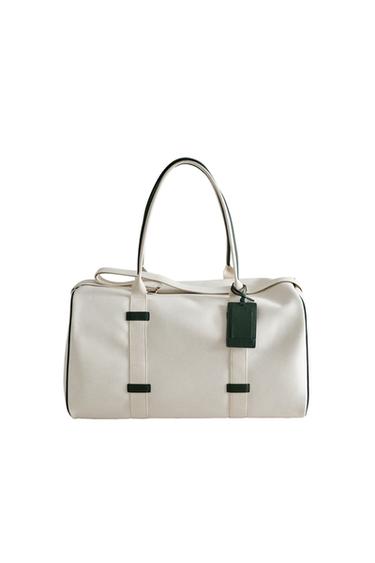 BOLSA VIAJE ALGODÓN Y PIEL - Crudo de Zara