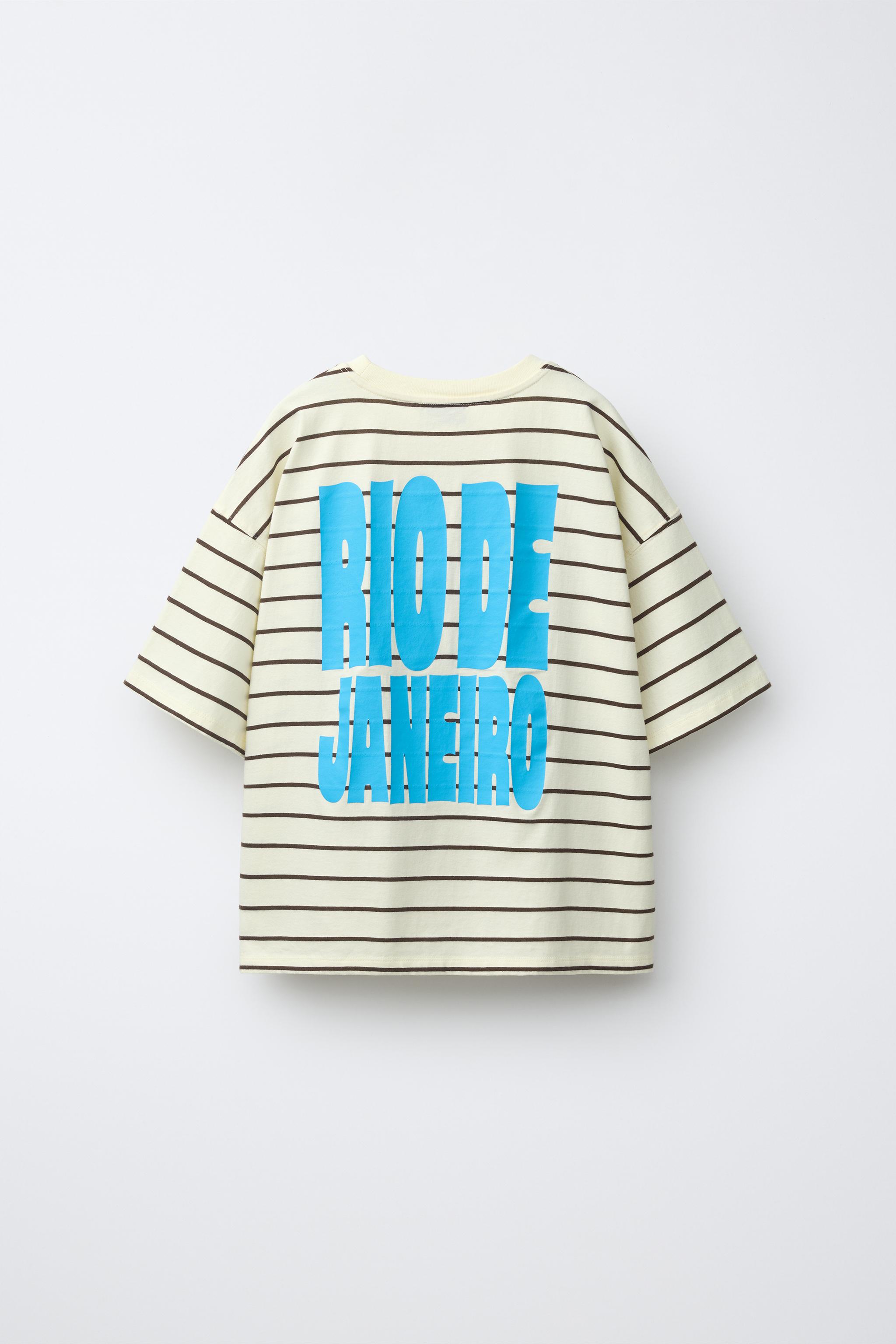 STRIPED TEXT T-SHIRT