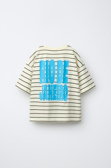 STRIPED TEXT T-SHIRT - striped by Zara
