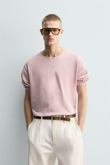 T-SHIRT JACQUARD À RAYURES - rayures de Zara - Image 1