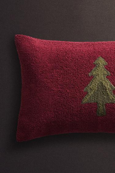 CHRISTMAS FIR TREE CUSHION COVER - Red by Zara - Image 4