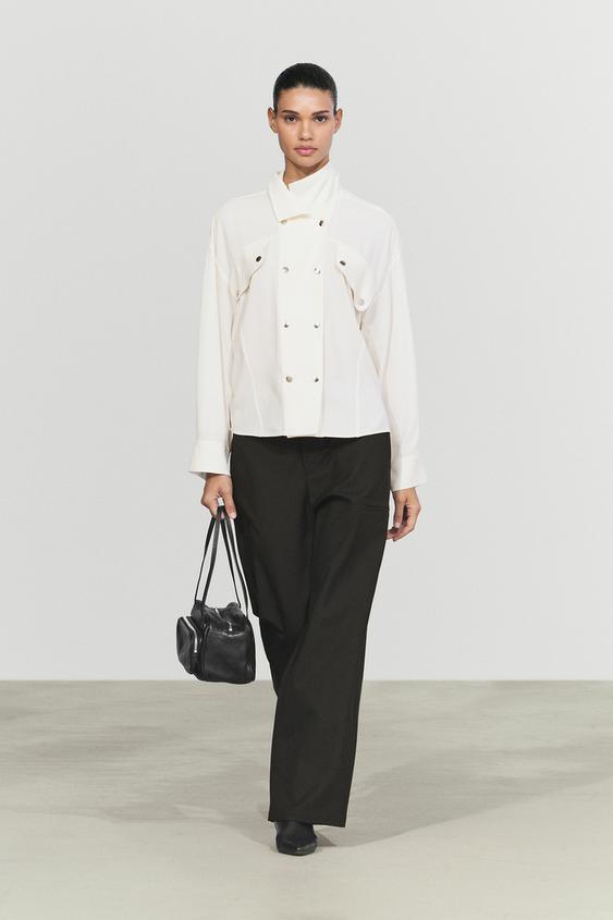 Zara Flowing shirt with button-front detail - Ecru - Image 0