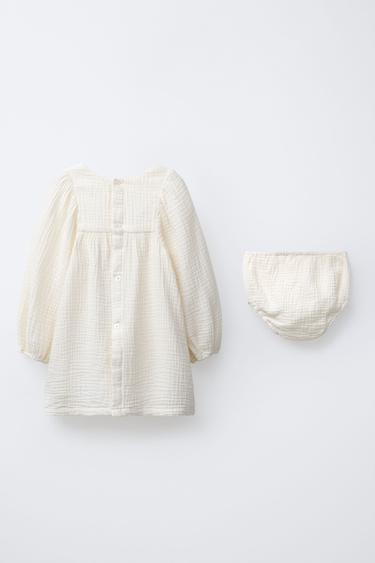 COTTON GAUZE DRESS AND BRIEFS - Ecru by Zara - Image 1