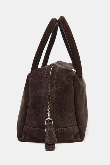 SAC BOWLING EN CUIR - Chocolat de Zara - Image 4