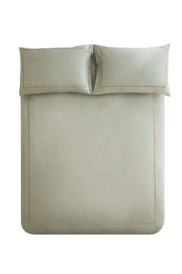 SATEEN DUVET COVER WITH DECORATIVE EMBROIDERY - Green by Zara