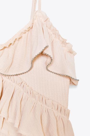 BEADED STRAPPY TOP - Faded pink by Zara - Image 6