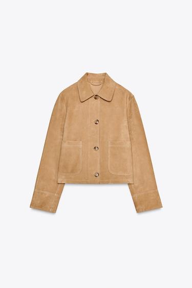 CHAQUETA PIEL ANTE 100% ZW COLLECTION LIMITED EDITION - Tostado de Zara