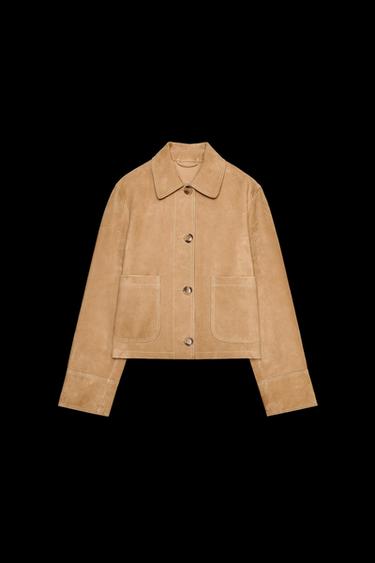 Zara ZW COLLECTION LIMITED EDITION 100% SUEDE JACKET - taupe brown - Image 0