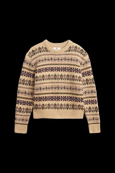 LIMITED EDITION GEOMETRIC JACQUARD SWEATER - Beige by Zara
