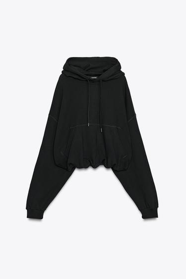 Zara HOODED SWEATSHIRT - Black