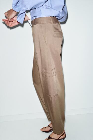 HIGH-WAIST CARGO TROUSERS - camel by Zara - Image 3
