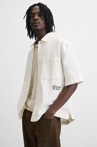 RELAXED FIT OVERSHIRT - Oyster-white by Zara