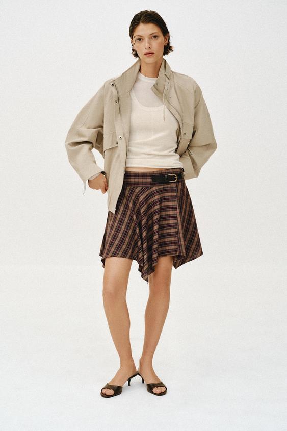 PLAID MINI SKIRT WITH BUCKLE