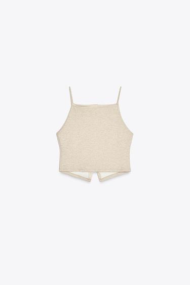 BUTTONED WAISTCOAT TOP - Sand / Marl by Zara - Image 6