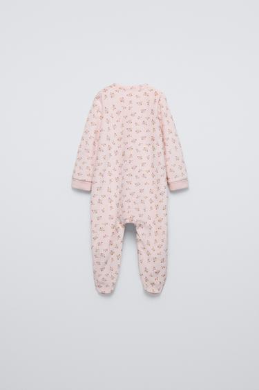 0-24 MONTHS/ VELOUR FLORAL SLEEPSUIT - Pink by Zara - Image 1