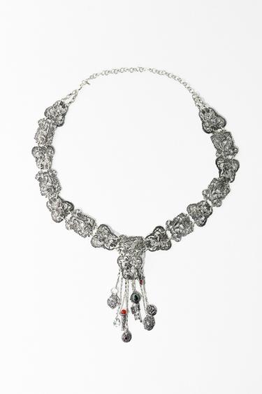 CINTURÓN METÁLICO FLORES CHARMS - Plata de Zara