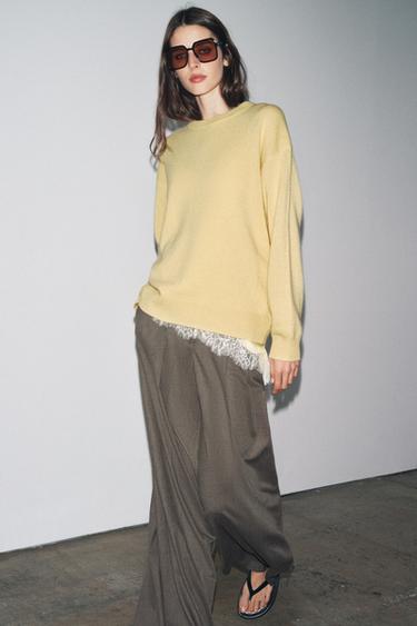 LONG SLEEVE 100% CASHMERE JUMPER - Yellow by Zara