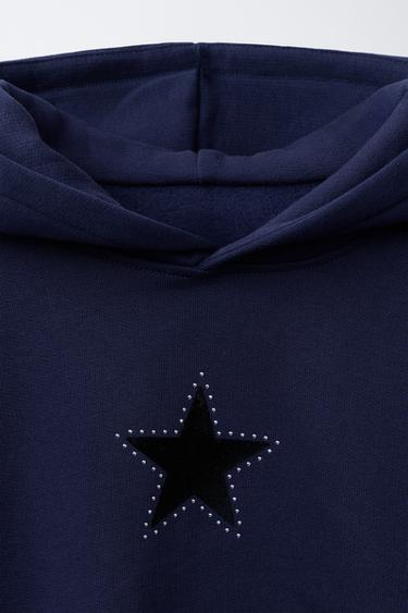 STAR STUDDED HOODIE - Blue by Zara - Image 2