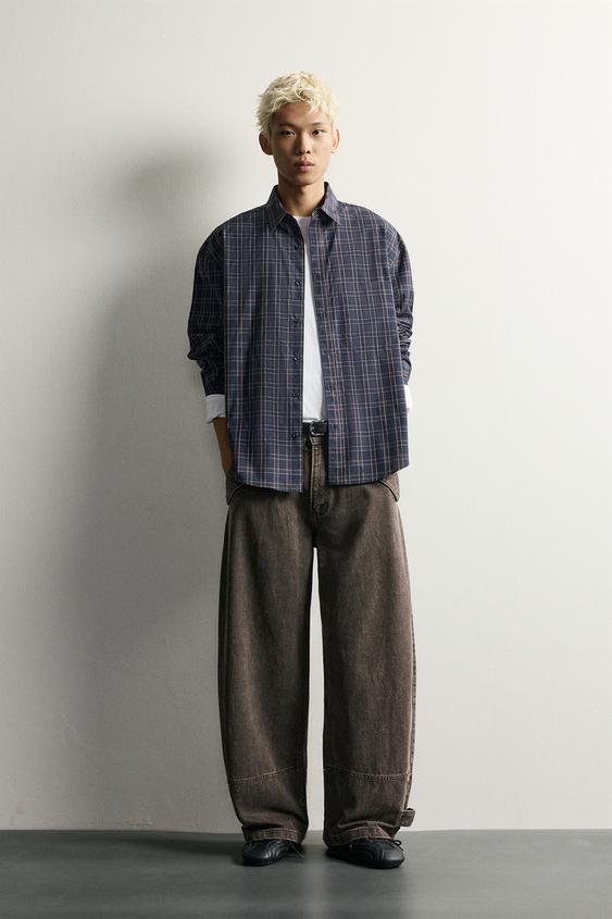 PANTALÓN BALLOON FIT TRABILLAS - Marrón de Zara - Imagen 0