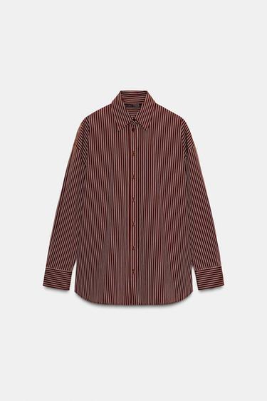 CAMISA SEDA RAYAS ZW COLLECTION LIMITED EDITION - Burdeos de Zara