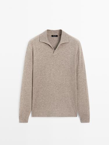 Pull polo à col en V en laine mélangée - Bis de Zara