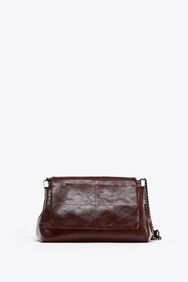Zara ROCK STYLE FLAP SHOULDER BAG - Burgundy Red