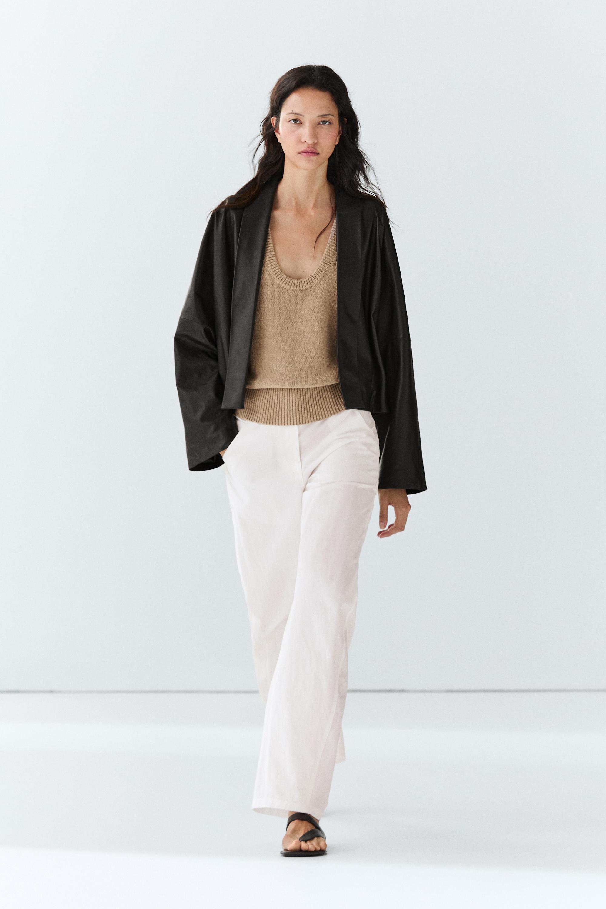 Kimono en cuir nappa à revers