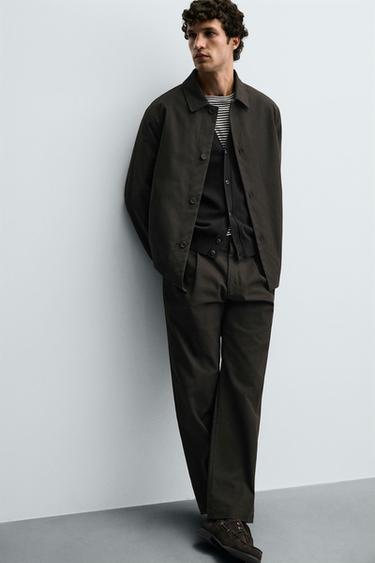 PANTALON À PLIS EN TWILL - Marron foncé de Zara - Image 5