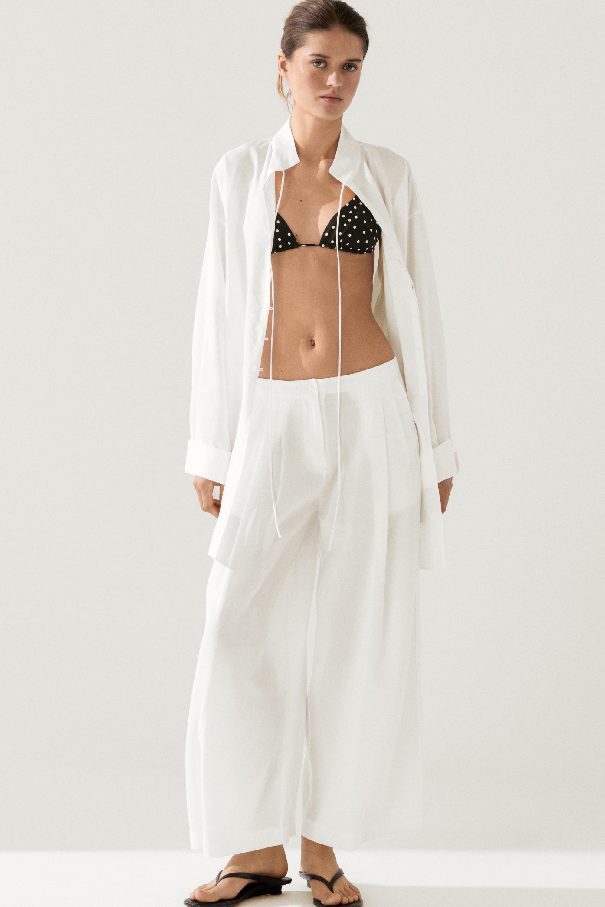 Flowing linen blend trousers