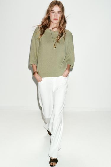 PULL EN MAILLE AVEC ÉPAULETTES - Vert clair de Zara