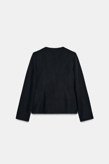 SHORT BLAZER WITH SHOULDER PADS - Black by Zara - Image 6