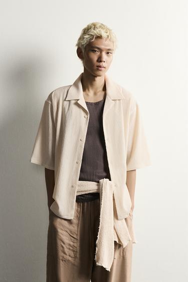 TEXTURED RELAXED FIT SHIRT - Beige marl by Zara